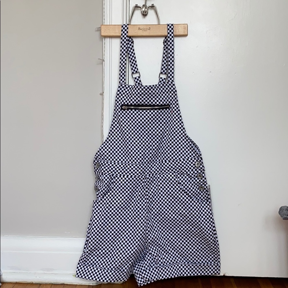 Black and white checkered overalls BNWT
